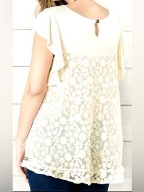 Matilda Jane Simply Lacy Cream Ruffle Sleeve Lace-Back Blouse